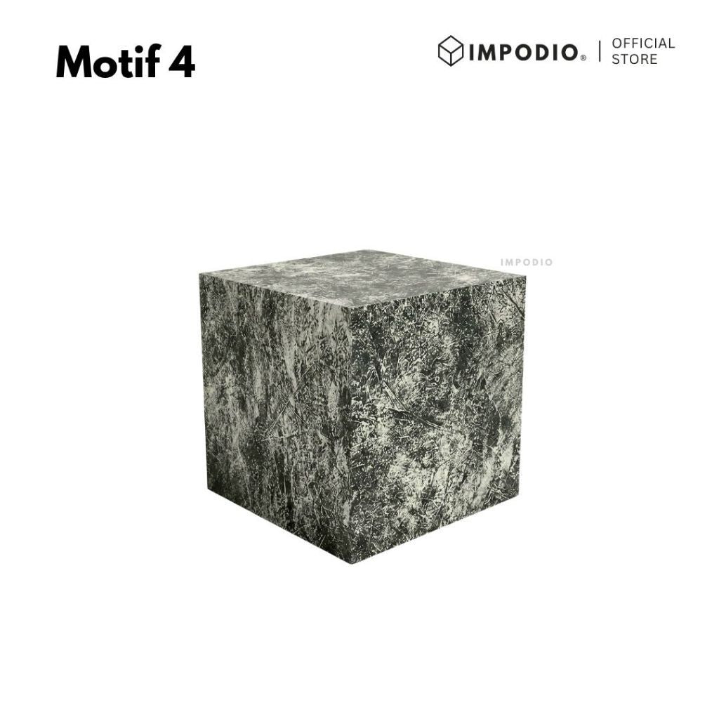 IMPODIO Podium Kubus Display Produk Motif Marmer Kayu Beton Batu Semen - Properti Foto Produk Aesthetic - Tatakan Alas Display Studio Foto Minimalis - Dekorasi Photoshoot