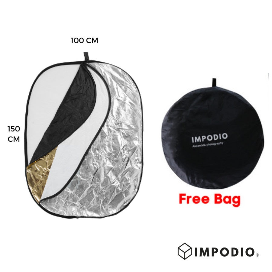 Reflektor 5 in 1 IMPODIO Ukuran 150 x 100cm Terbesar - Free Tas