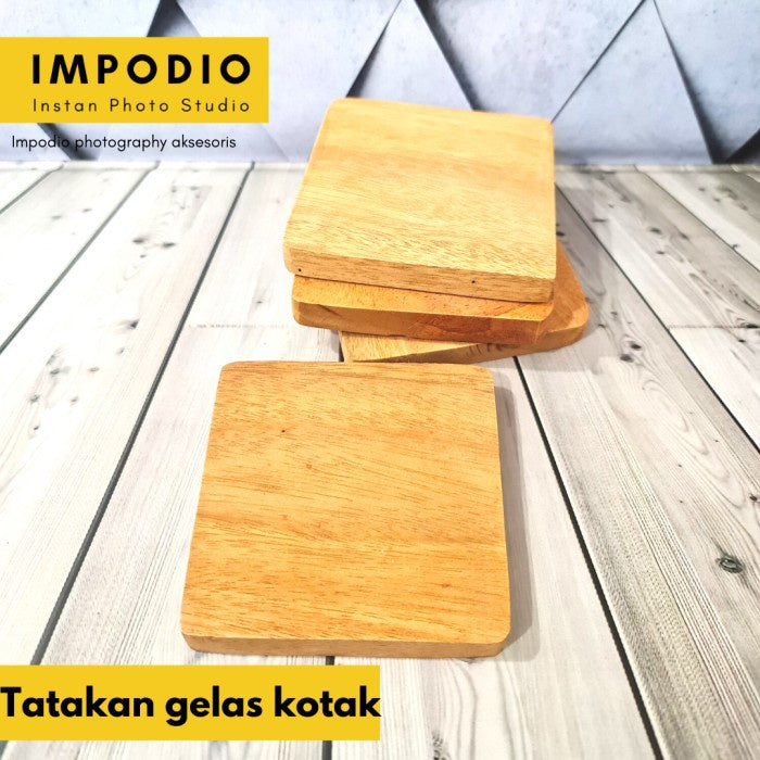 Tatakan Gelas / Tatakan Kayu/Tatakan Gelas KOTAK - Aksesoris Photo