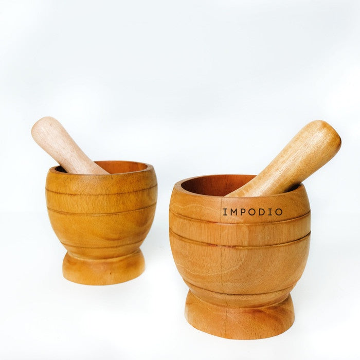IMPODIO Set Lumpang – Lumbung kayu asli - Tumbukan bumbu props IMPODIO