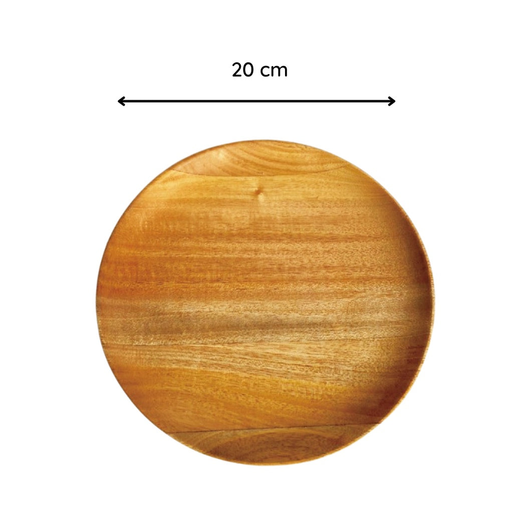 IMPODIO Piring Kayu Mahoni Besar - Diameter 20cm