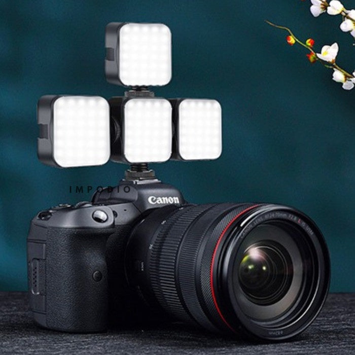 IMPODIO Lampu LED Video Light Rechargeable putih 6500K ukuran 8x8cm