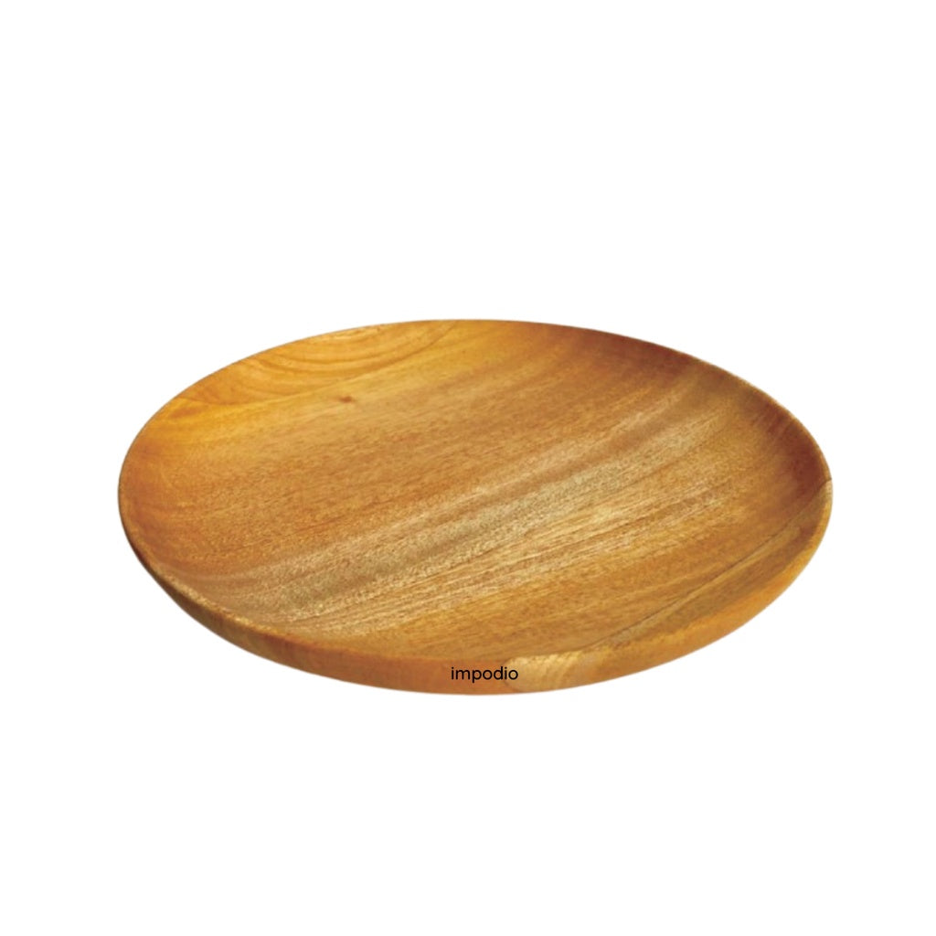 IMPODIO Piring Kayu Mahoni Besar - Diameter 20cm