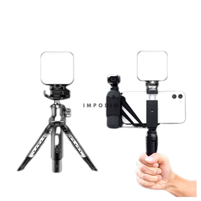 IMPODIO Lampu LED Video Light Rechargeable putih 6500K ukuran 8x8cm