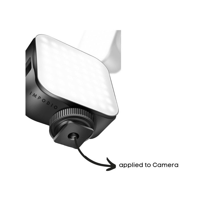 IMPODIO Lampu LED Video Light Rechargeable putih 6500K ukuran 8x8cm - detail produk