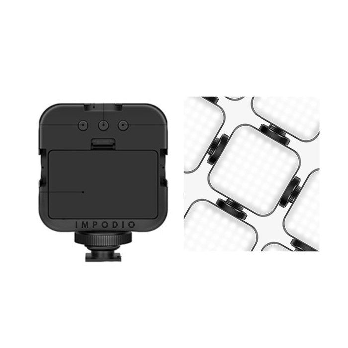 IMPODIO Lampu LED Video Light Rechargeable putih 6500K ukuran 8x8cm