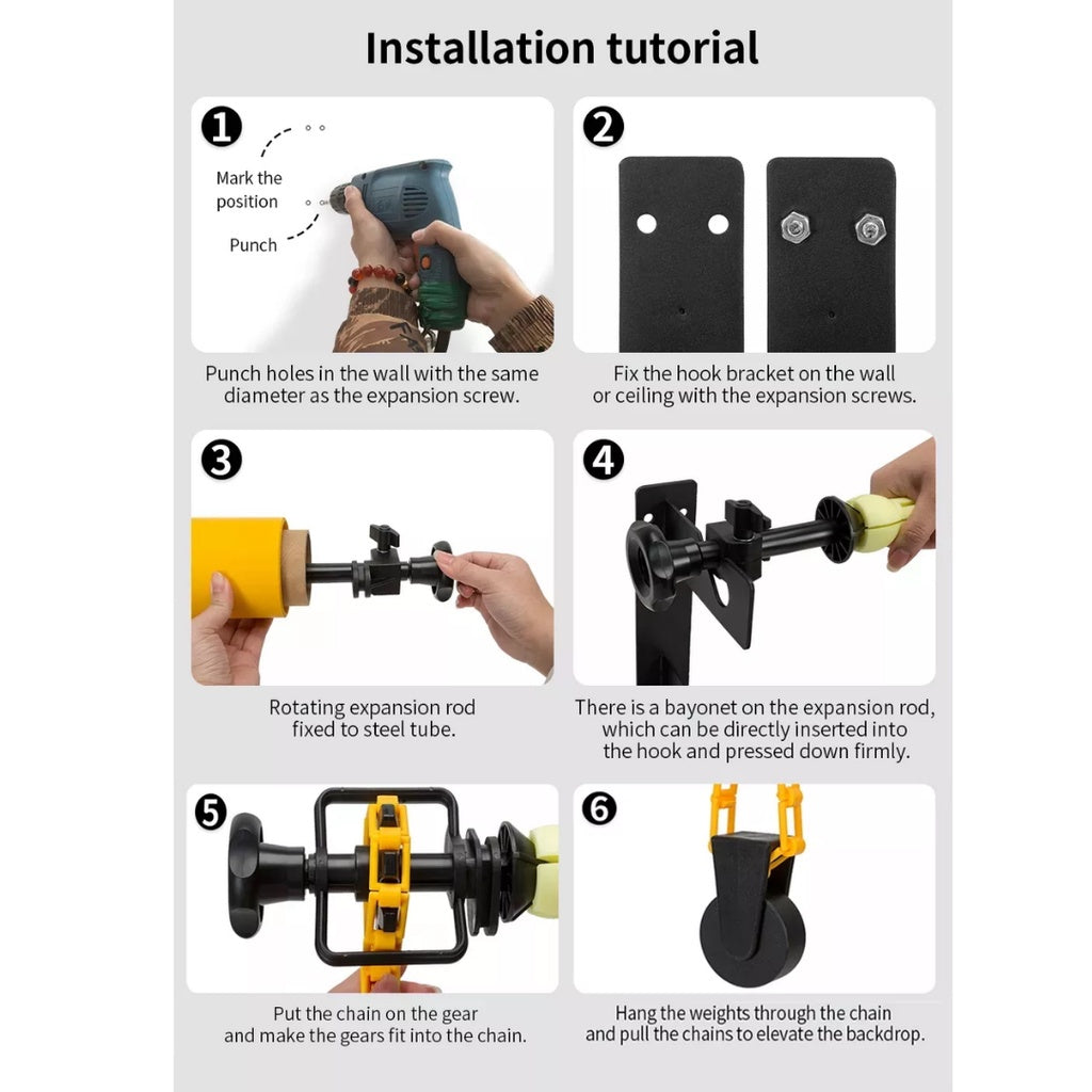 IMPODIO Kerekan Background manual 3 roll bisa lebar 3m / hanging Background roller