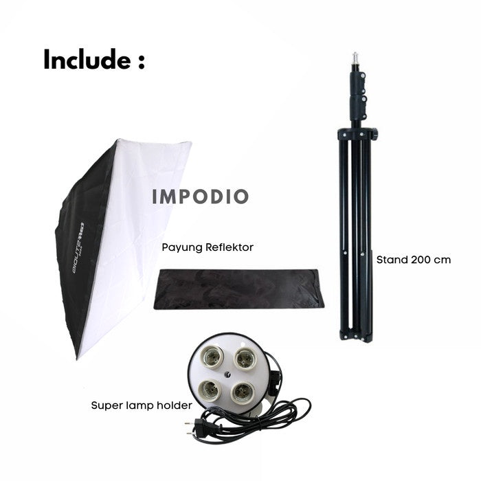 IMPODIO Paket Stand 2M-Socket 4Lighting-Corn Light Bulb E27 12W 60 LED - tampak samping