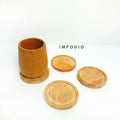 IMPODIO Free grafir laser tatakan Gelas Kayu Mahoni - coaster cangkir - close up