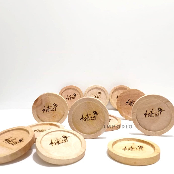 IMPODIO Free grafir laser tatakan Gelas Kayu Mahoni - coaster cangkir