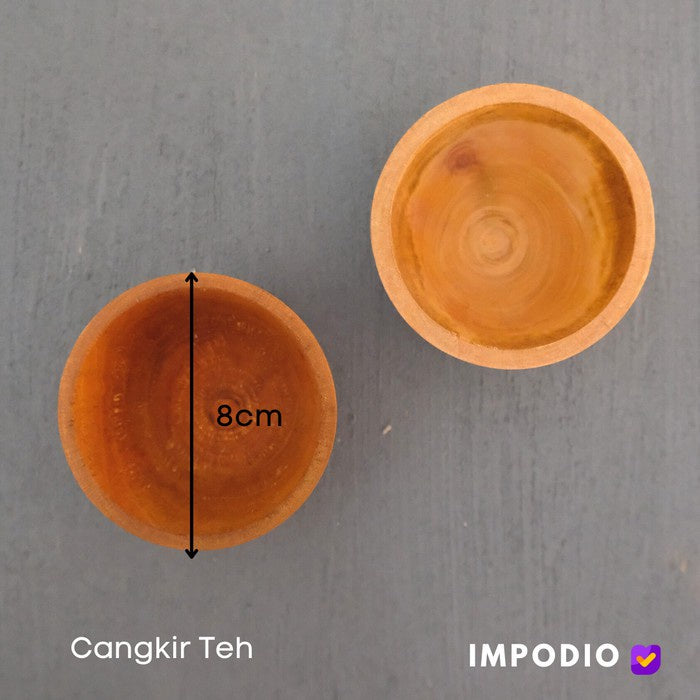 IMPODIO Cangkir Kayu teh / Mangkok mini / tempat sambal kayu kecil