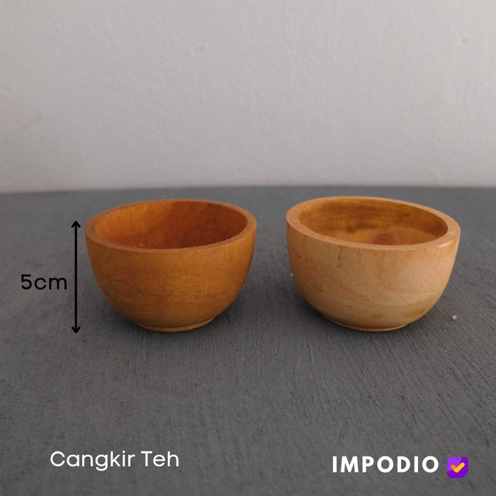 IMPODIO Cangkir Kayu teh / Mangkok mini / tempat sambal kayu kecil