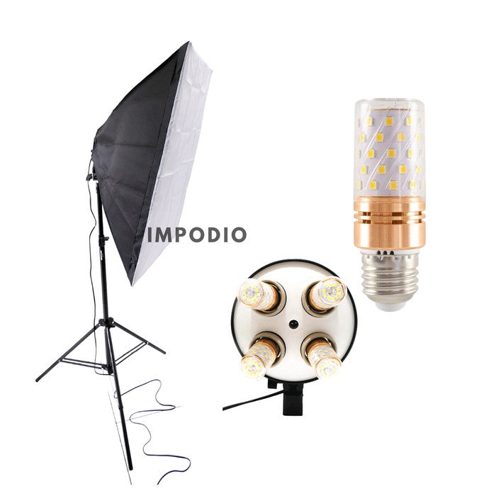 IMPODIO Paket Stand 2M-Socket 4Lighting-Corn Light Bulb E27 12W 60 LED