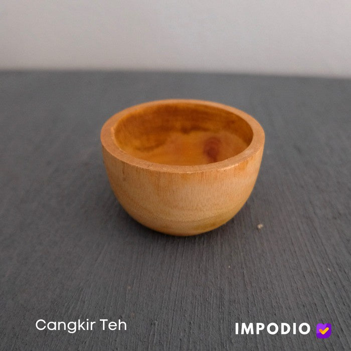 IMPODIO Cangkir Kayu teh / Mangkok mini / tempat sambal kayu kecil