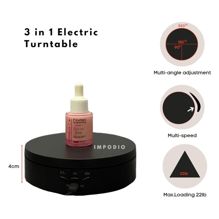 IMPODIO 3 in 1 Electric Turntable - Rotating Stand 360 Degre