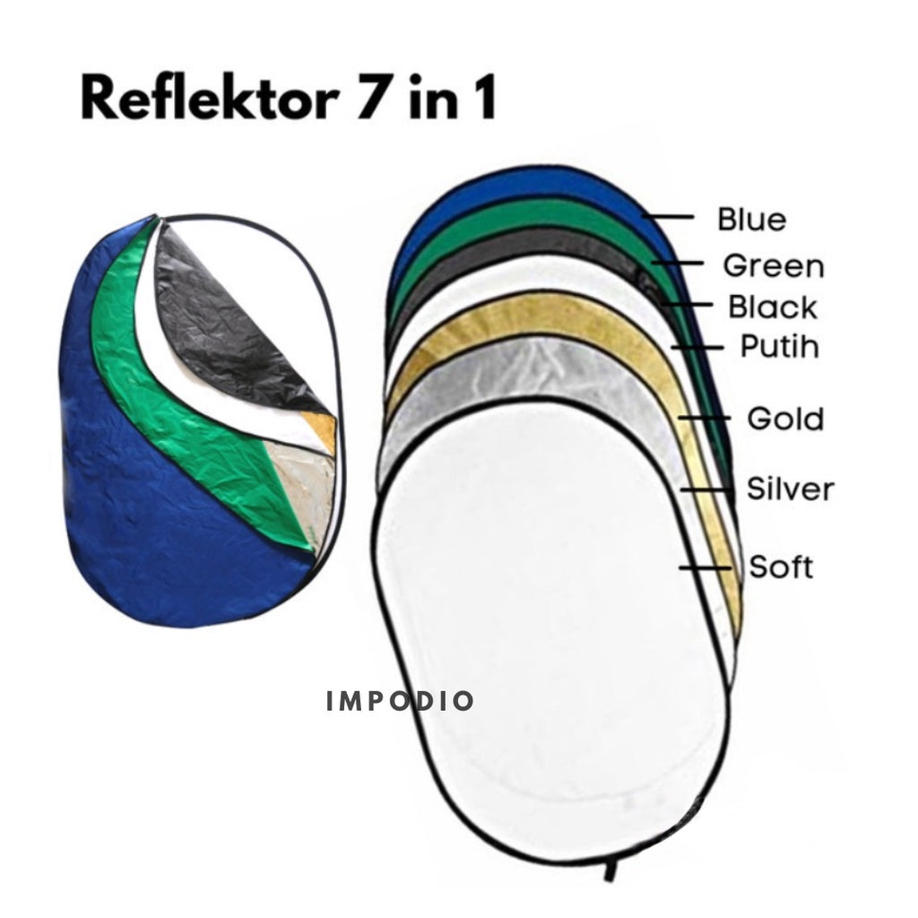 IMPODIO Reflector Studio Foto 7in1 Oval Ukuran 120x180cm Untuk studio