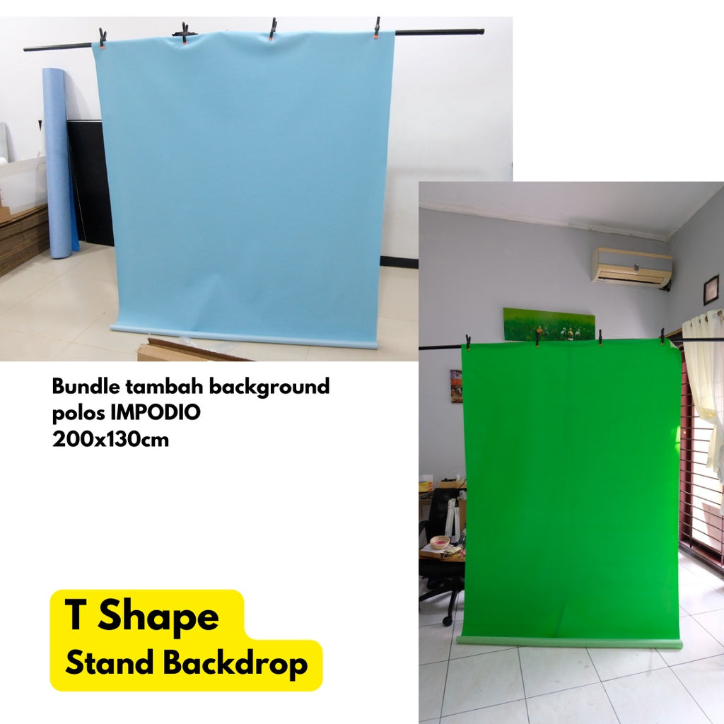 IMPODIO T shape Stand Background ukuran 150cm x 200cm Adjustable