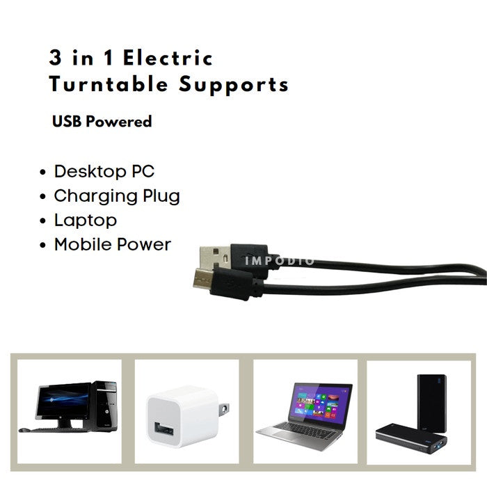 IMPODIO 3 in 1 Electric Turntable - Rotating Stand 360 Degre - dalam penggunaan