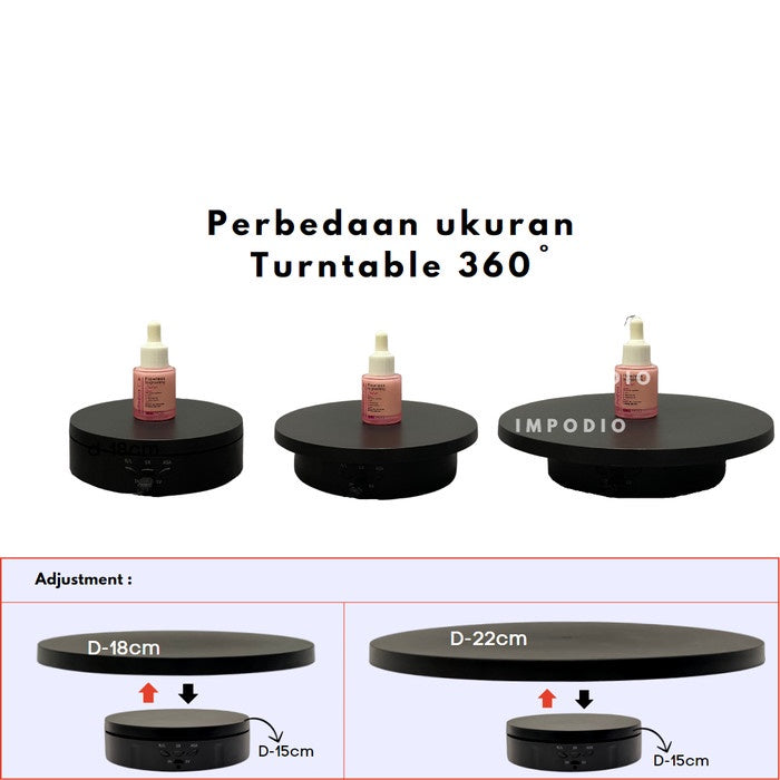 IMPODIO 3 in 1 Electric Turntable - Rotating Stand 360 Degre - tampak samping