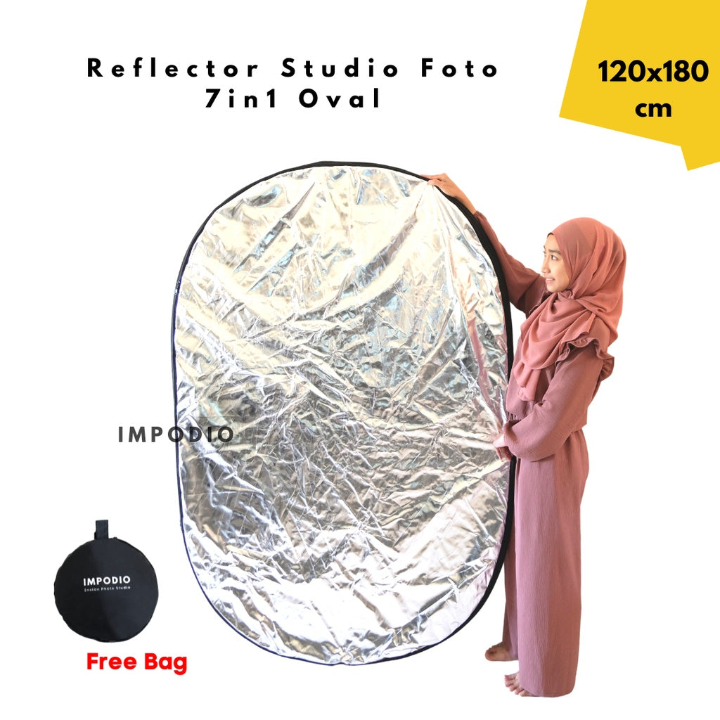 IMPODIO Reflector Studio Foto 7in1 Oval Ukuran 120x180cm Untuk studio