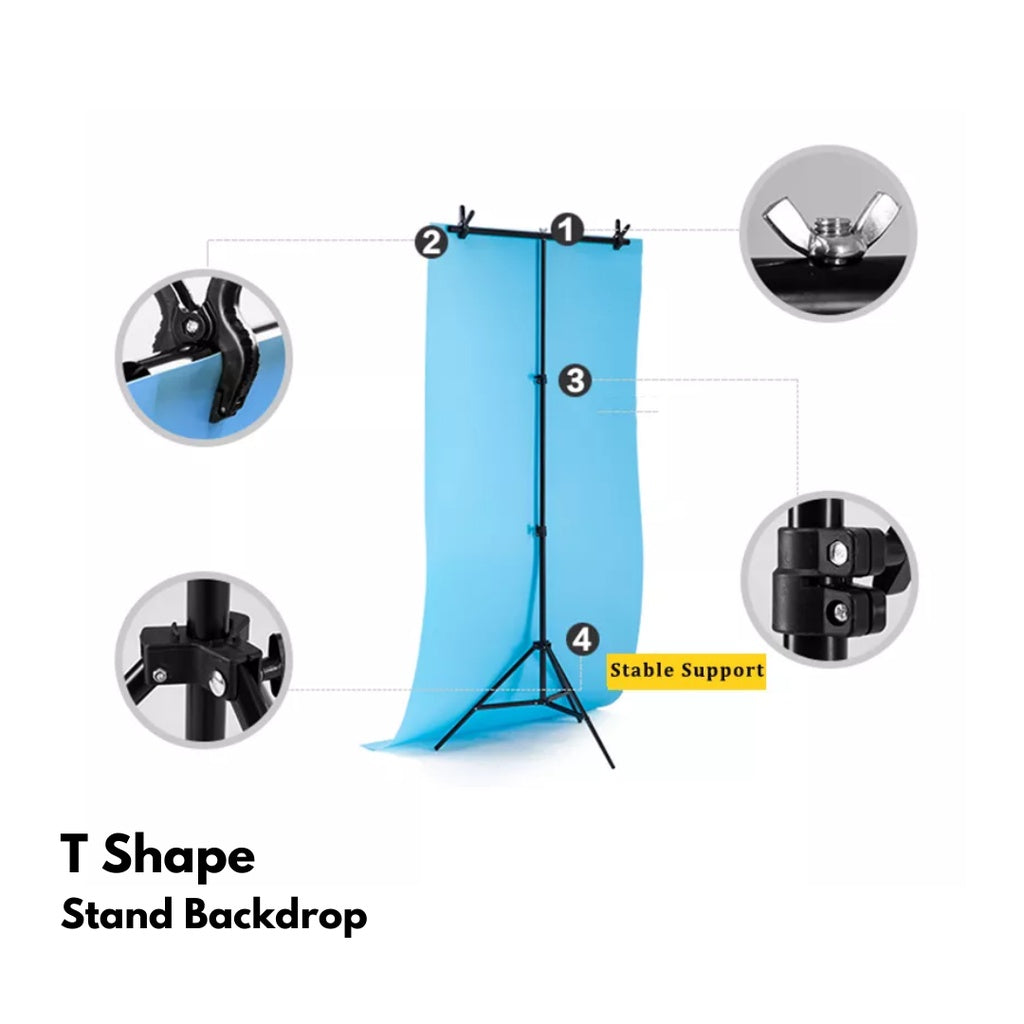 IMPODIO T shape Stand Background ukuran 150cm x 200cm Adjustable