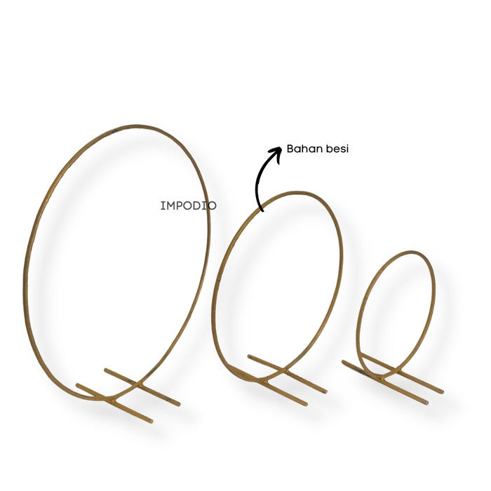 Standing Ring Decoration - Pajangan besi bulat diameter 20 - 40cm warna gold IMPODIO