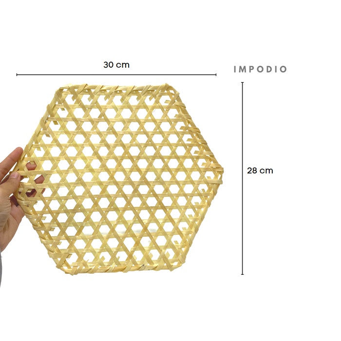 IMPODIO Placemat hexagon - piring bambu anyaman - Props Properti Foto