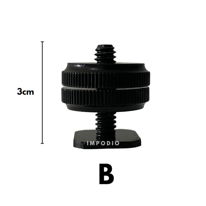IMPODIO Tripod Screw hot Shoe Socket DSLR ke baut 1 – 4" - background putih