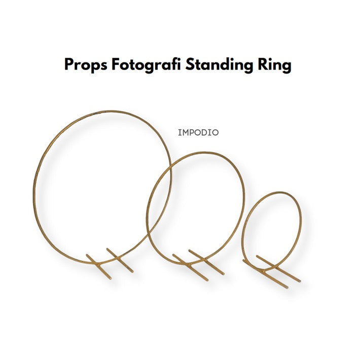 Standing Ring Decoration - Pajangan besi bulat diameter 20 - 40cm warna gold IMPODIO