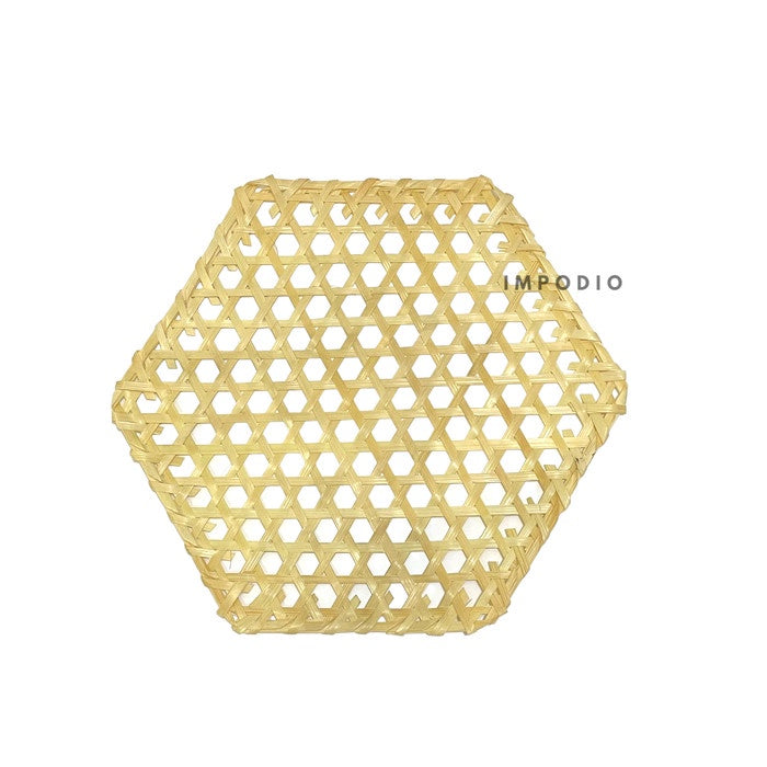 IMPODIO Placemat hexagon - piring bambu anyaman - Props Properti Foto