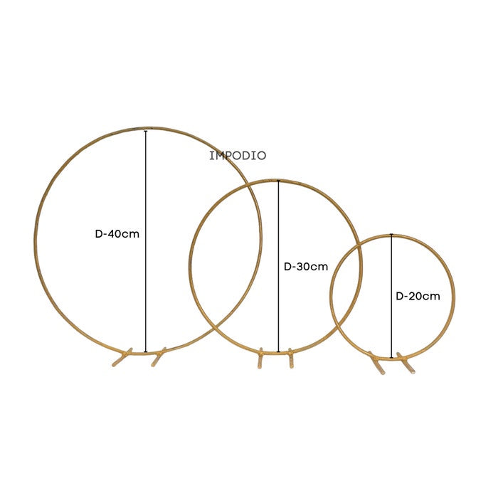 Standing Ring Decoration - Pajangan besi bulat diameter 20 - 40cm warna gold IMPODIO