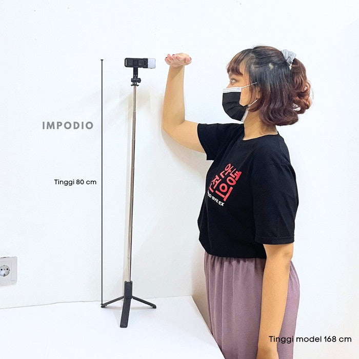 IMPODIO Tripod Selfie Stick with LED Fill Lights - Phone Tripod Stand
