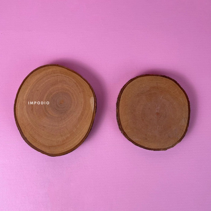IMPODIO Wood Slice - Coaster Kayu Natural Ukuran 9-10 cm - Props Photo