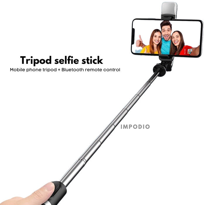 IMPODIO Tripod Selfie Stick with LED Fill Lights - Phone Tripod Stand