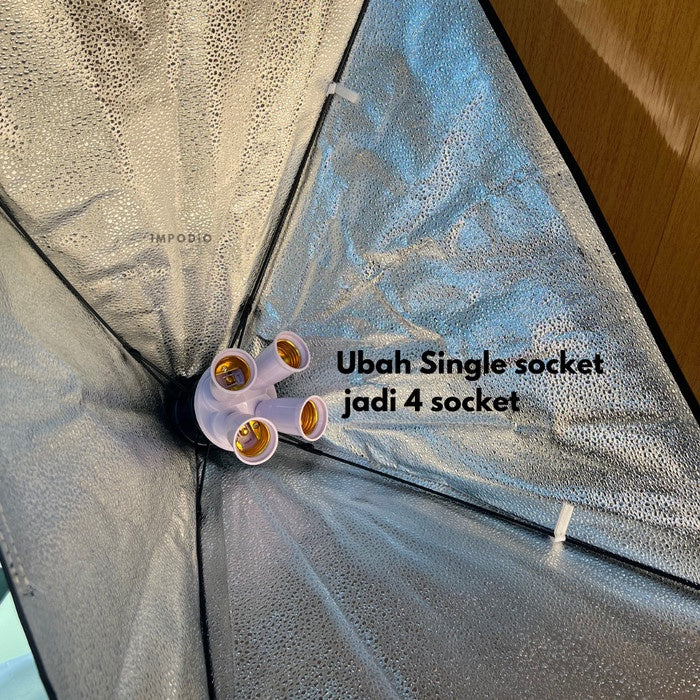 IMPODIO 4 socket led softbox adapter - ubah single socket 4 socked LED - tampak samping