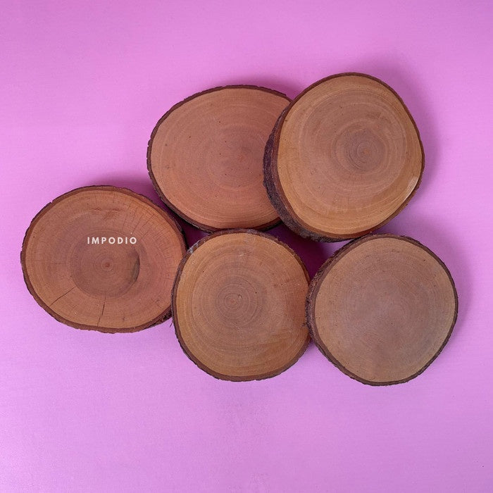 IMPODIO Wood Slice - Coaster Kayu Natural Ukuran 9-10 cm - Props Photo