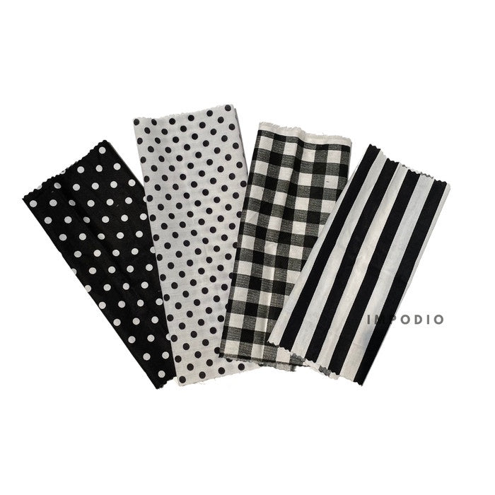 IMPODIO [PAKET 4pcs] napkin b&w kain piknik - props foto