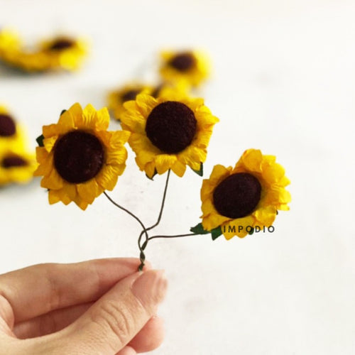 IMPODIO 3 tangkai bunga matahari – sunflower artificial props foto - tampak samping