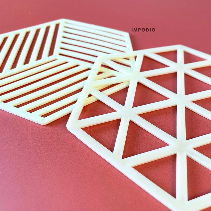 IMPODIO Coaster Alas Rubber Anti Panas - black and white - detail produk