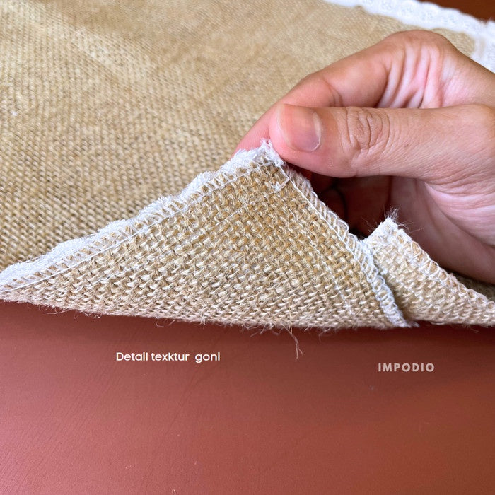 IMPODIO Kain Goni Renda 11x11cm 30x30cm | Alas Foto Properti Makanan Kerajinan Fashion