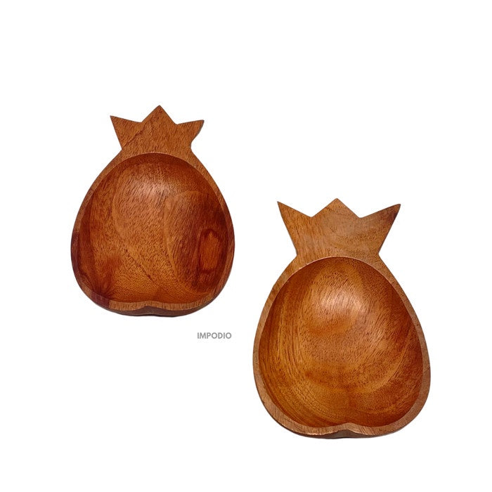 IMPODIO piring kayu bentuk nanas kayu mahoni food grade finishing halus