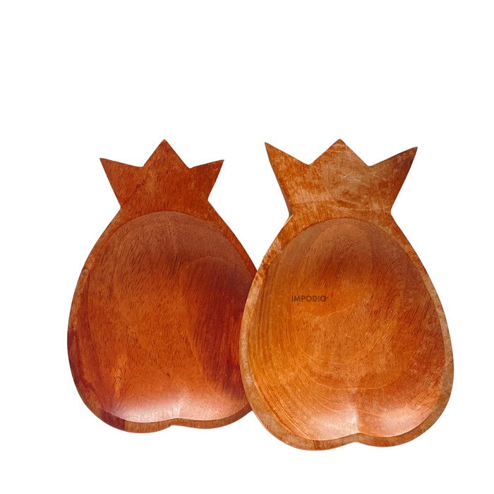 IMPODIO piring kayu bentuk nanas kayu mahoni food grade finishing halus