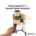 IMPODIO Paket Tripod 3 in 1 + Remote Shutter Bluetooth - tampak samping
