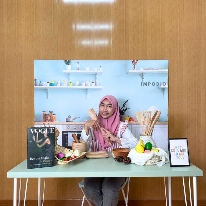 IMPODIO Background foto 3D live streaming - photo produk studio custom motif - latar gulung lembaran