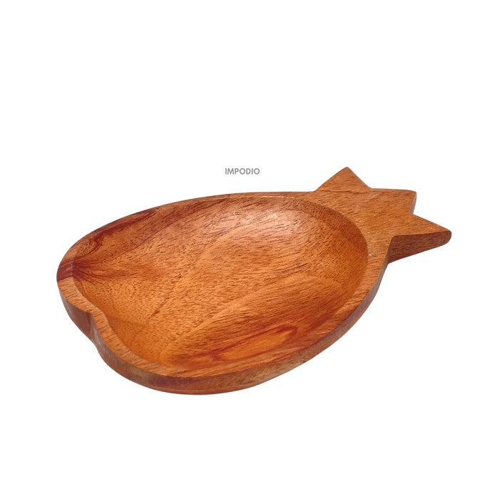 IMPODIO piring kayu bentuk nanas kayu mahoni food grade finishing halus