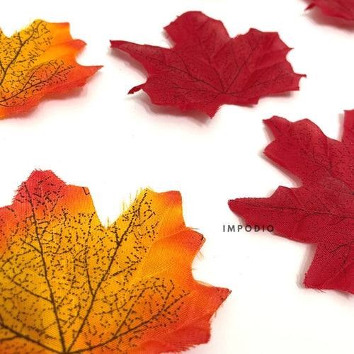IMPODIO 12pcs daun maple palsu - artifial props properti fotografi - tampak samping