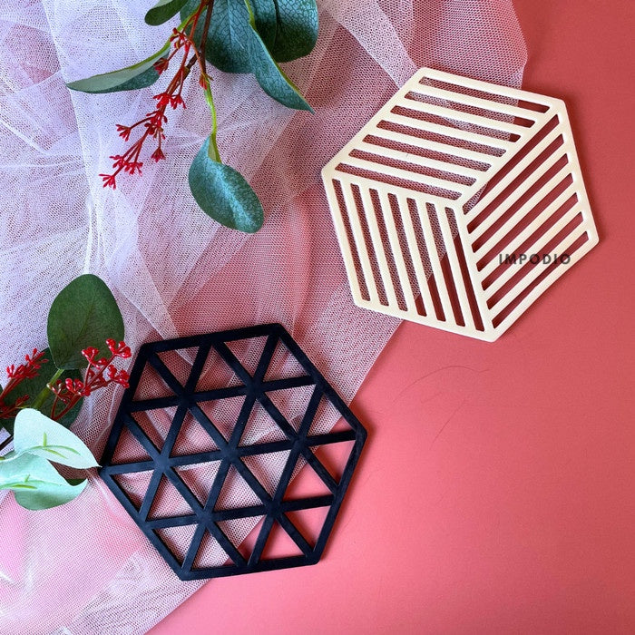 IMPODIO Coaster Alas Rubber Anti Panas - black and white