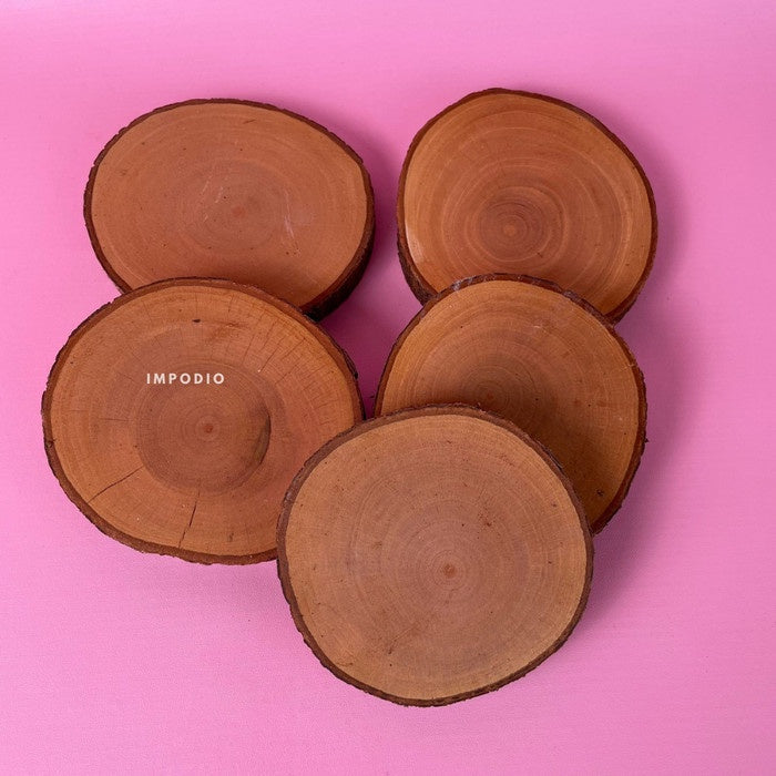 IMPODIO Wood Slice - Coaster Kayu Natural Ukuran 9-10 cm - Props Photo