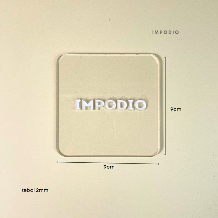 IMPODIO Engraved coaster akrilik kotak - tatakan gelas arcylic grafir
