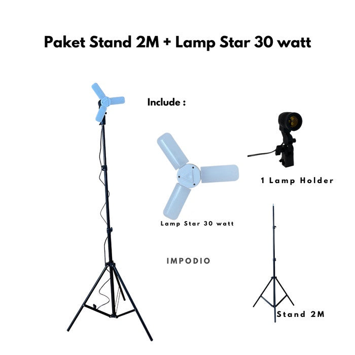 IMPODIO LED fill light tri star 30w dan 45w - Lighting studio foto - packaging